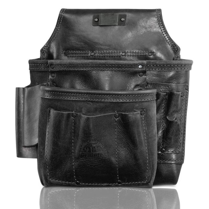 Graintex 8-Pocket Black Ambassador Series Top Grain Leather Nail and Tool Pouch - AS2578