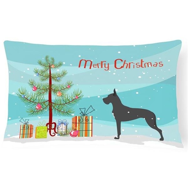 Carolines Treasures Carolines Treasures BB2993PW1216 Great Dane Merry Christmas Tree Canvas Fabric Decorative Pillow - BB2993PW1216