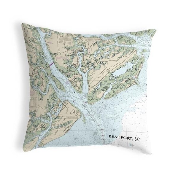 Betsy Drake Betsy Drake NC11513ND 18 x 18 in. Beaufort; SC Nautical Map Noncorded Indoor & Outdoor Pillow - NC11513ND