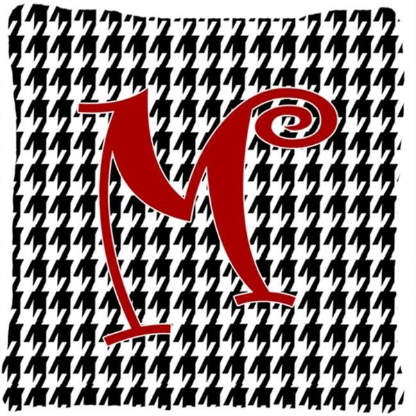 Carolines Treasures Carolines Treasures CJ1035-MPW1414 14 x 14 in. Monogram Initial M Houndstooth Black Fabric Decorative Pillow - CJ1035-MPW1414
