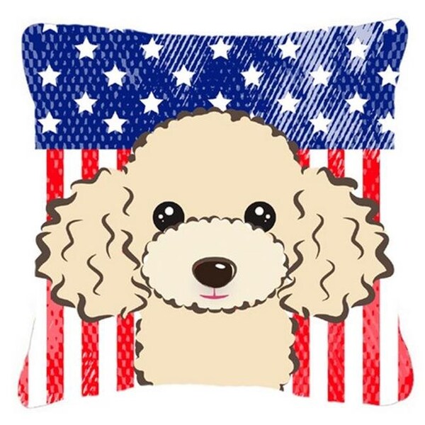 Carolines Treasures Carolines Treasures BB2188PW1818 American Flag & Buff Poodle Fabric Decorative Pillow - BB2188PW1818