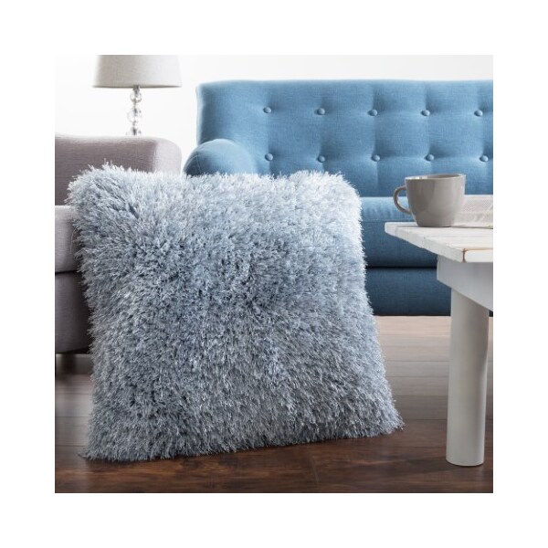 Hastings Home Oversized Floor or Throw Pillow Square Luxury Faux Fur Glam Decor Cushion for Home (Blue) - 186180VDF