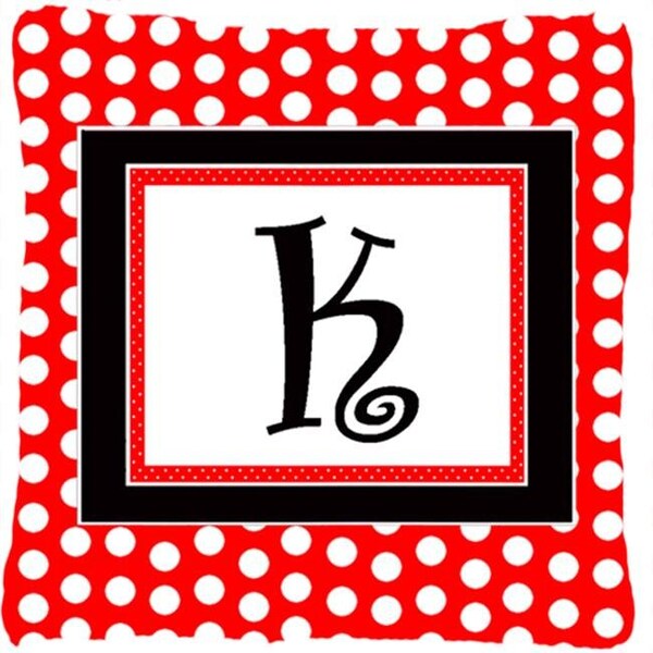 Carolines Treasures Carolines Treasures CJ1012-KPW1414 Letter K Initial Monogram - Red Black Polka Dots Decorative Indoor & Outdoor Fabric Pillow - CJ1012-KPW1414