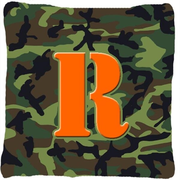 Carolines Treasures Carolines Treasures CJ1030-RPW1414 Monogram Initial R Camo Green Indoor & Outdoor Fabric Decorative Pillow - CJ1030-RPW1414