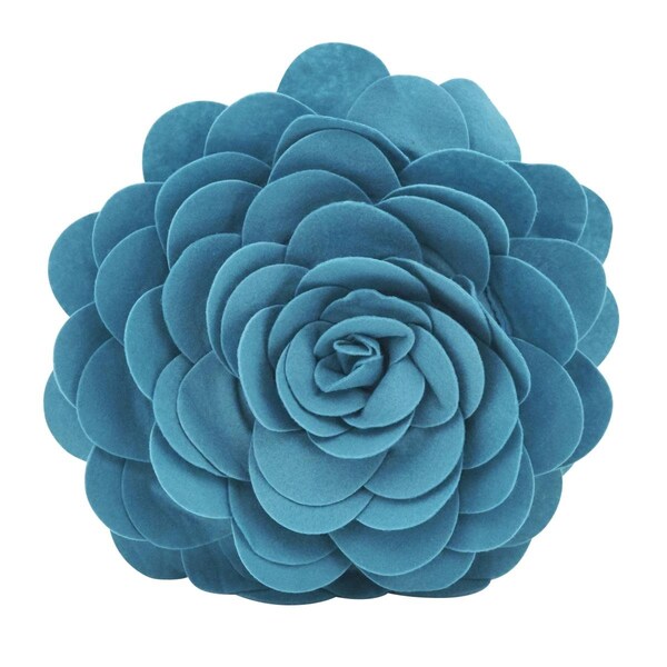 Rlm Distribution SARO  13 in. Everyday Round Circular Multicolor Flower Decorative Throw Pillow - Teal - HO2658588