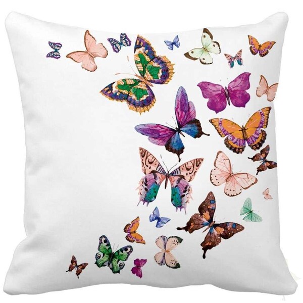 Esteras Tikar 18 x 18 in. Butterflies Square Indoor  Outdoor Throw Pillow Cover - ES2433302