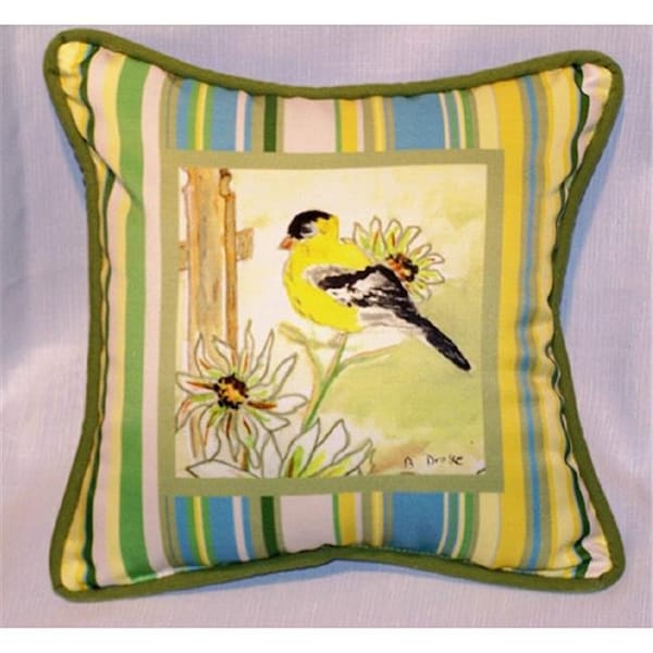 Betsy Drake Betsy Drake SN244 Goldfinch Small Outdoor-Indoor Pillow 12"x12" - SN244