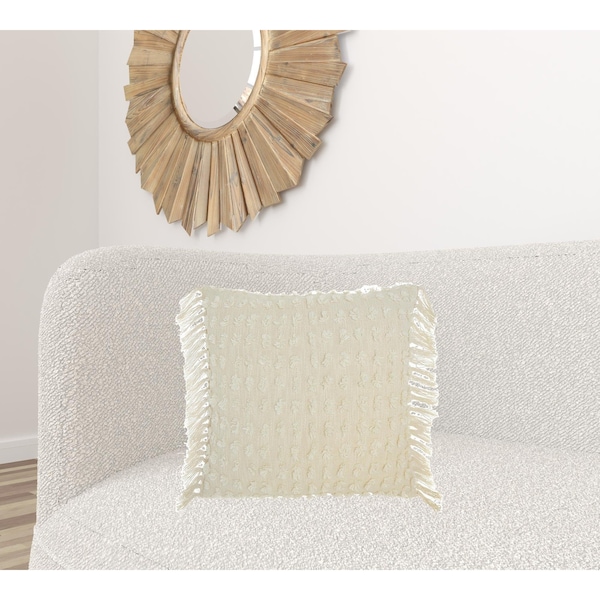 Homeroots 20 x 20 in. Tassel Detailed White Throw Pillow - 386205