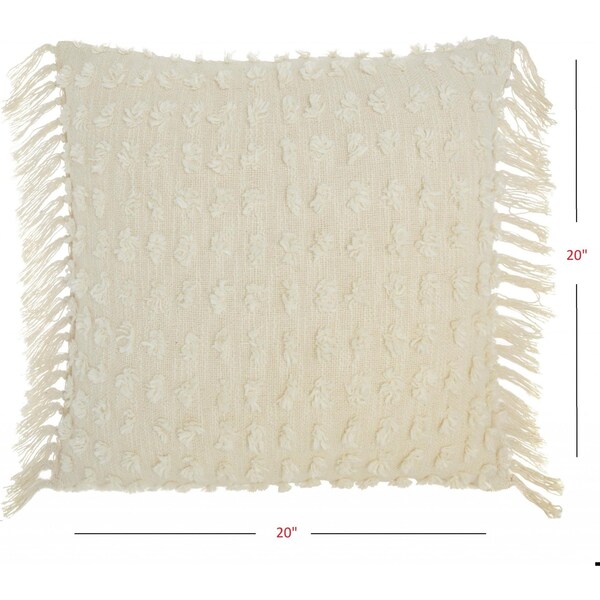 Homeroots 20 x 20 in. Tassel Detailed White Throw Pillow - 386205
