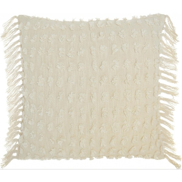 Homeroots 20 x 20 in. Tassel Detailed White Throw Pillow - 386205