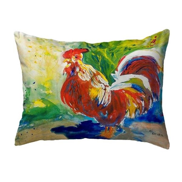 Betsy Drake Betsy Drake KS144 11 x 14 in. Red Rooster Small No-Cord Pillow - KS144