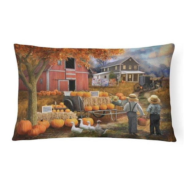 Carolines Treasures Carolines Treasures PTW2075PW1216 12 x 3 x 16 in. Fall Amish Pumpkin Stand Canvas Fabric Decorative Pillow - PTW2075PW1216