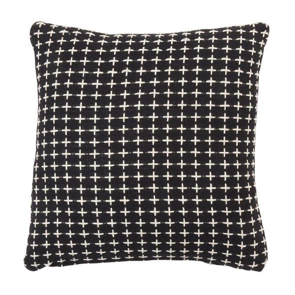 Rlm Distribution 18 in. Cross Thread Design Throw Pillow with Down Filling Black - HO3747500