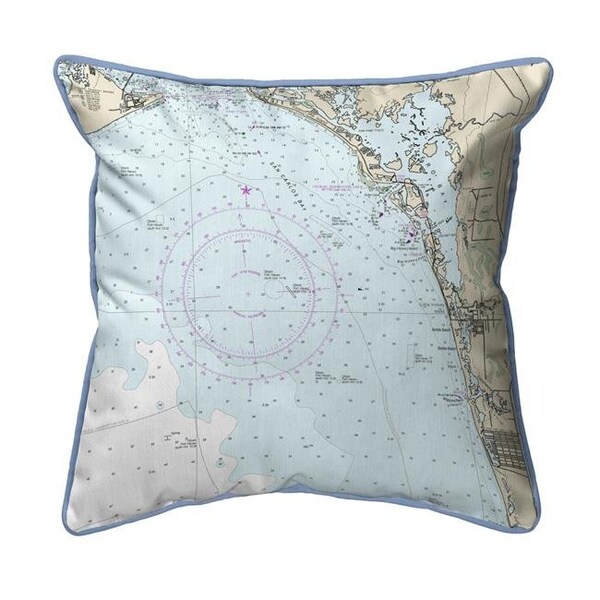 Betsy Drake Betsy Drake SN11426BS Estero Bay; Bonita Springs; FL Nautical Map Small Corded Indoor & Outdoor Pillow - 12 x 12 in. - SN11426BS