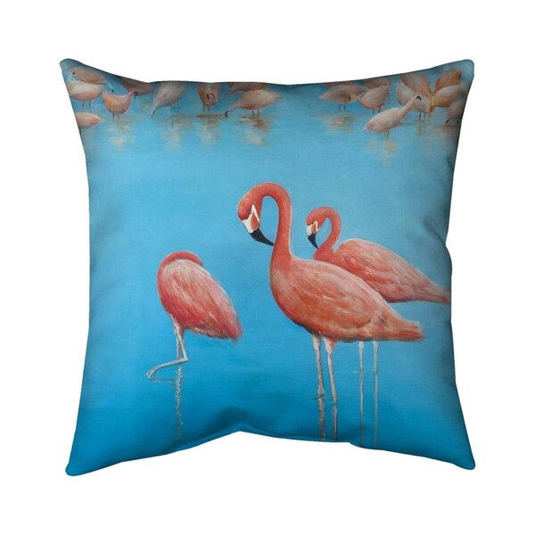 Begin Home Decor 26 x 26 in. Group of Flamingos-Double Sided Print Indoor Pillow - 5541-2626-AN206