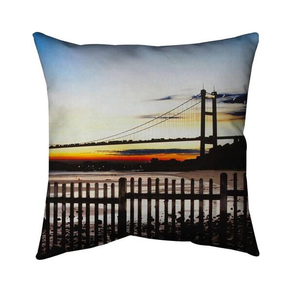 Begin Home Decor 26 x 26 in. Bridge by Sunset-Double Sided Print Indoor Pillow - 5541-2626-CI114