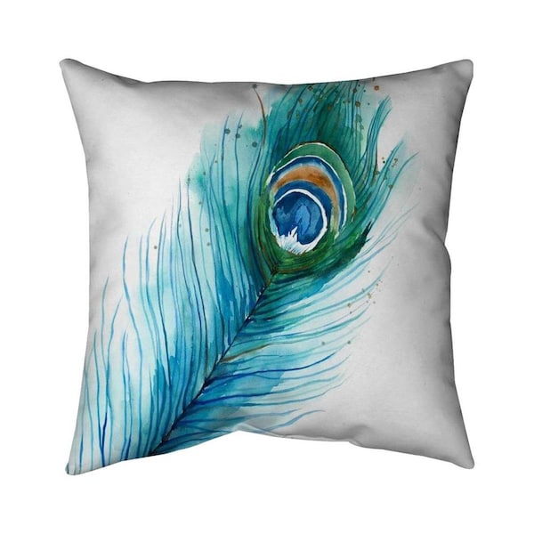 Begin Home Decor 20 x 20 in. Long Peacock Feather-Double Sided Print Indoor Pillow - 5541-2020-AN357