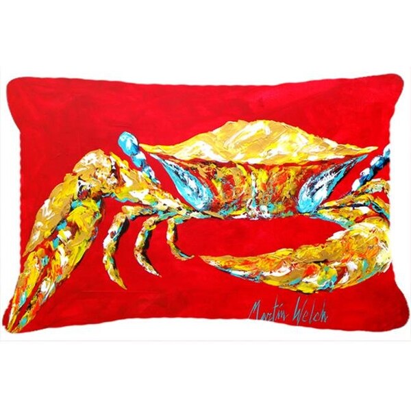 Carolines Treasures Carolines Treasures MW1116PW1216 12 x 16 In. Crab Blue on Red; Sr Indoor & Outdoor Fabric Decorative Pillow - MW1116PW1216