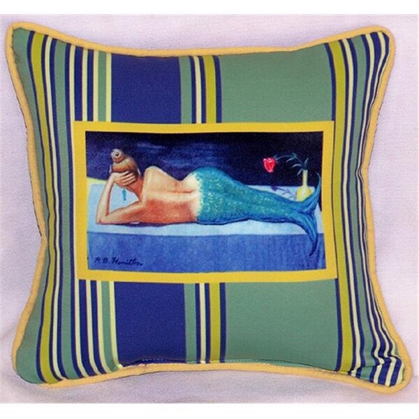Betsy Drake Betsy Drake SN073 Mermaid Small Outdoor-Indoor Pillow 12"x12" - SN073