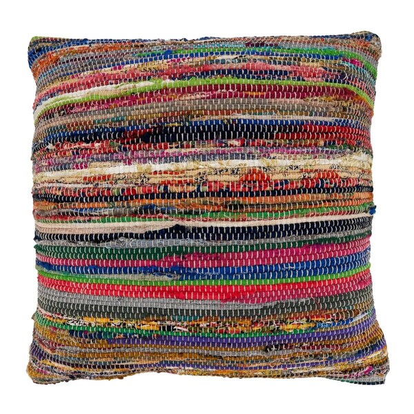 Rlm Distribution SARO  22 in. Square Chindi Throw Pillow with Multi Colored Design  Down Filling - HO2657967