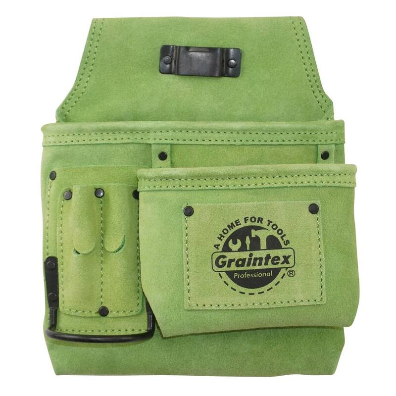 Graintex 5-Pocket Right Handed Lime Green Nail and Tool Pouch - SS2491