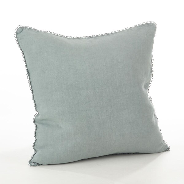Rlm Distribution SARO  20 in. Square Pompom Design Pillow with Down Filled  Blue Grey - HO2657521