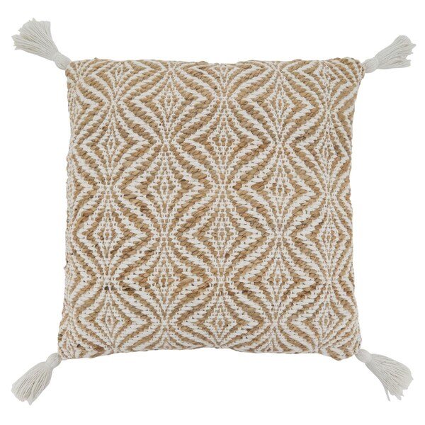 Rlm Distribution SARO  20 in. Square Natural Jute Woven Throw Pillow with Down Filling - HO2658391