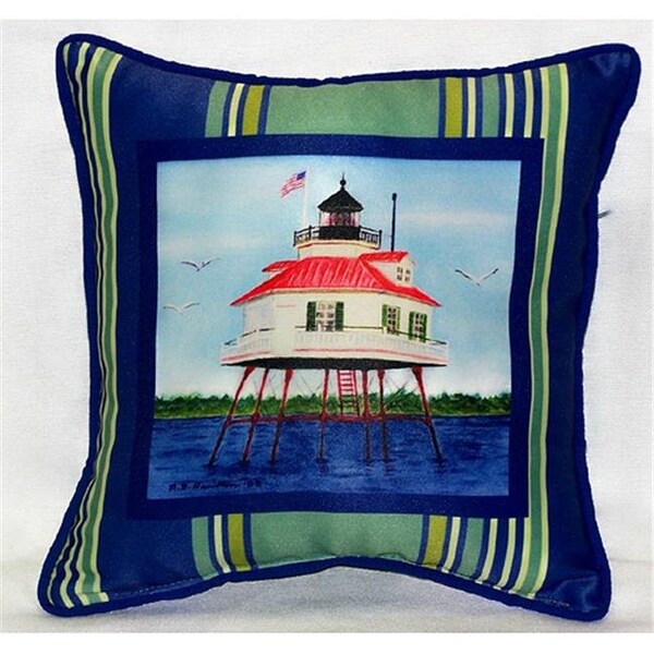 Betsy Drake Betsy Drake SN742 Drum Point Lighthouse Small Outdoor Pillow 12x12 - SN742