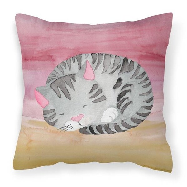 Carolines Treasures Carolines Treasures BB7353PW1818 Sleeping Grey Cat Watercolor Fabric Decorative Pillow - BB7353PW1818