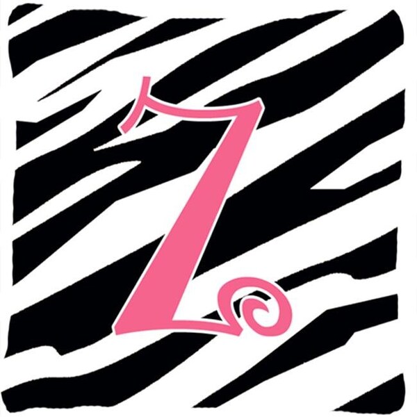 Carolines Treasures Carolines Treasures CJ1037-ZPW1414 14 x 14 in. Monogram Initial Z Zebra Stripe and Pink Fabric Decorative Pillow - CJ1037-ZPW1414