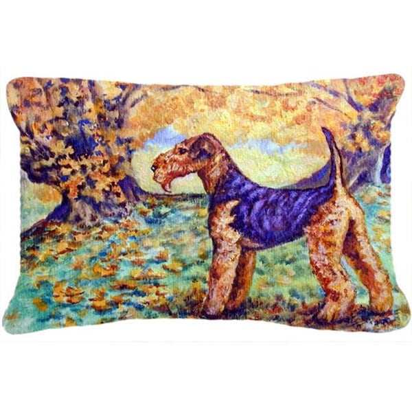 Carolines Treasures Carolines Treasures 7343PW1216 Autumn Airedale Terrier Fabric Decorative Pillow - 7343PW1216