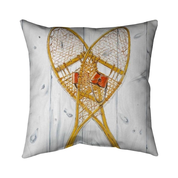 Begin Home Decor 20 x 20 in. Vintage Wood Snowshoes-Double Sided Print Indoor Pillow - 5541-2020-SP38