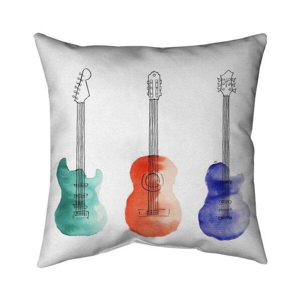 Fondo 26 x 26 in. Three Guitars-Double Sided Print Indoor Pillow - FO2776652