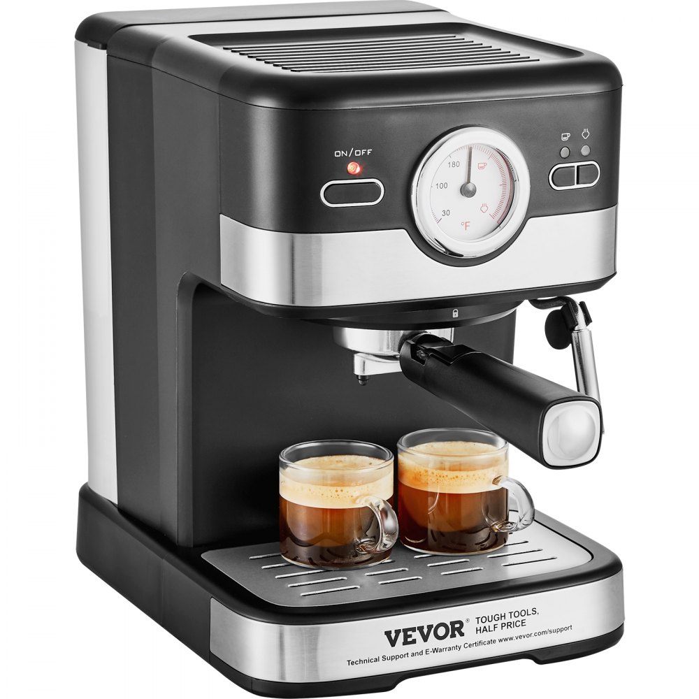 VEVOR Espresso Machine, 15 Bar Semi-Automatic Espresso Maker with Milk Frother Steam Wand for Latte and Cappuccino, Professional Coffee Maker with Temp Gauge & Removable Water Tank, NTC Control System - BZDYSKFJJCKAP8OS1V1