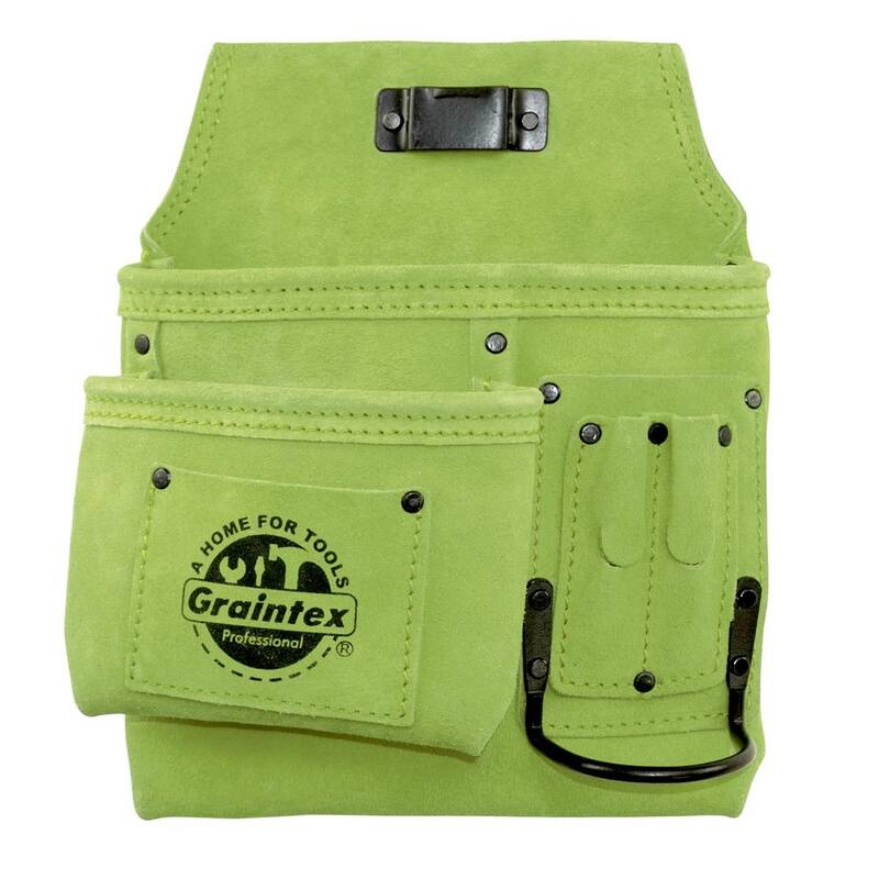 Graintex 5-Pocket Left Handed Lime Green Nail & Tool Pouch - SS2492