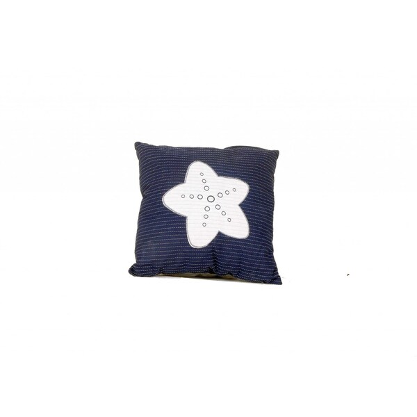 Homeroots Blue & White Pillow with Star 16.5 x 16.5 x 5 in. - 364152