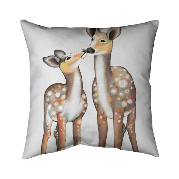 Begin Home Decor 26 x 26 in. Deer with Its Fawn-Double Sided Print Indoor Pillow - 5541-2626-AN239
