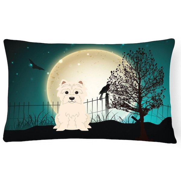 Carolines Treasures Halloween Scary Westie Canvas Fabric Decorative Pillow - BB2232PW1216