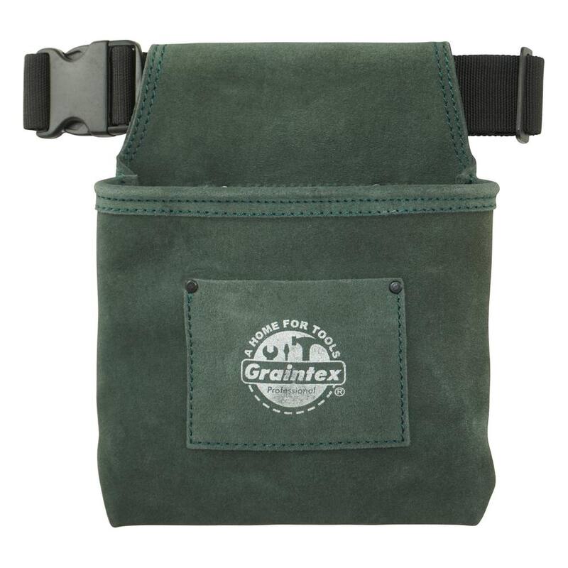 Graintex 1-Pocket Leather Suede Nail and Tool Pouch with 2 in. Webbing Belt - SS2512