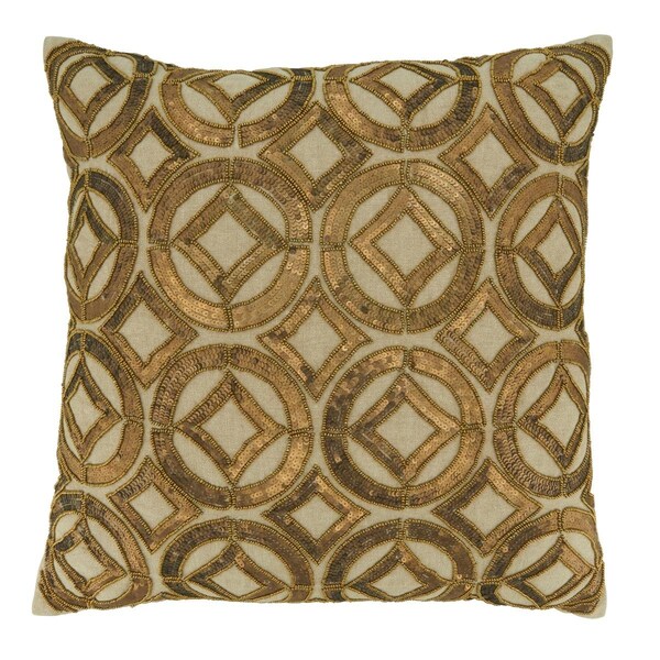 Rlm Distribution 20 in. Sequined Throw Square Pillow with Poly Filling, Gold - HO3188436