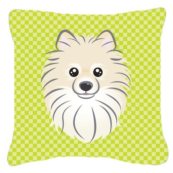 Carolines Treasures Carolines Treasures BB1269PW1818 Checkerboard Lime Green Pomeranian Fabric Decorative Pillow; 18 x 18 In. - BB1269PW1818
