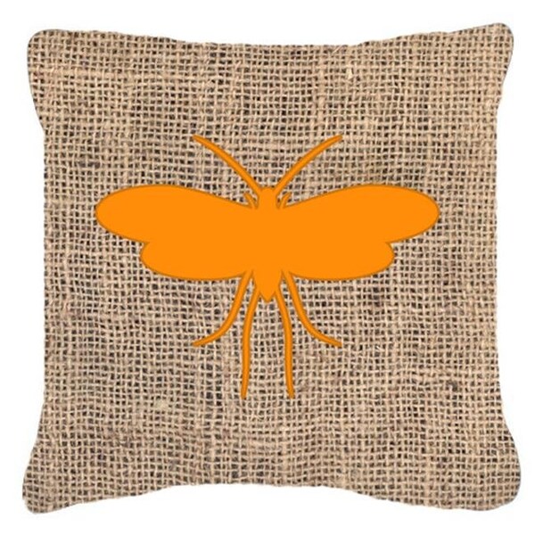 Carolines Treasures Carolines Treasures BB1058-BL-OR-PW1818 Moth Burlap and Orange Indoor & Outdoor Decorative Fabric Pillow - 18 x 18 in. - BB1058-BL-OR-PW1818