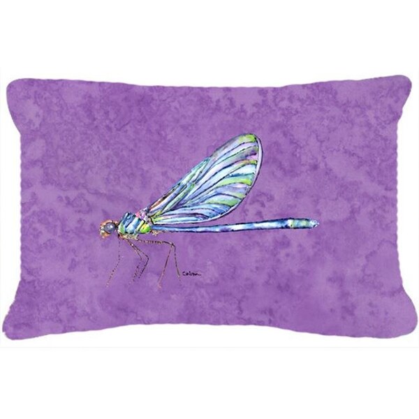 Carolines Treasures Carolines Treasures 8865PW1216 12 x 16 In. Dragonfly on Purple Indoor & Outdoor Fabric Decorative Pillow - 8865PW1216