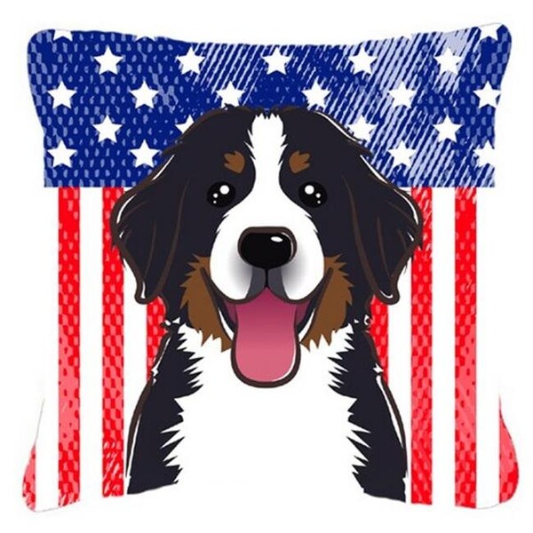 Carolines Treasures Carolines Treasures BB2167PW1818 American Flag & Bernese Mountain Dog Fabric Decorative Pillow; 18 x 3 x 18 in. - BB2167PW1818
