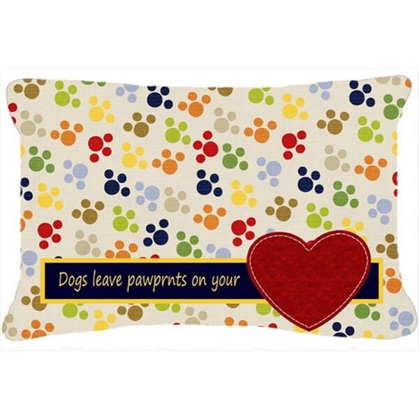 Carolines Treasures Dogs Leave Pawprints On Your Heart Indoor & Outdoor Fabric Decorative Pillow - CA75375