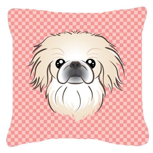 Carolines Treasures Carolines Treasures BB1221PW1414 Checkerboard Pink Pekingese Fabric Decorative Pillow; 14 x 14 In. - BB1221PW1414
