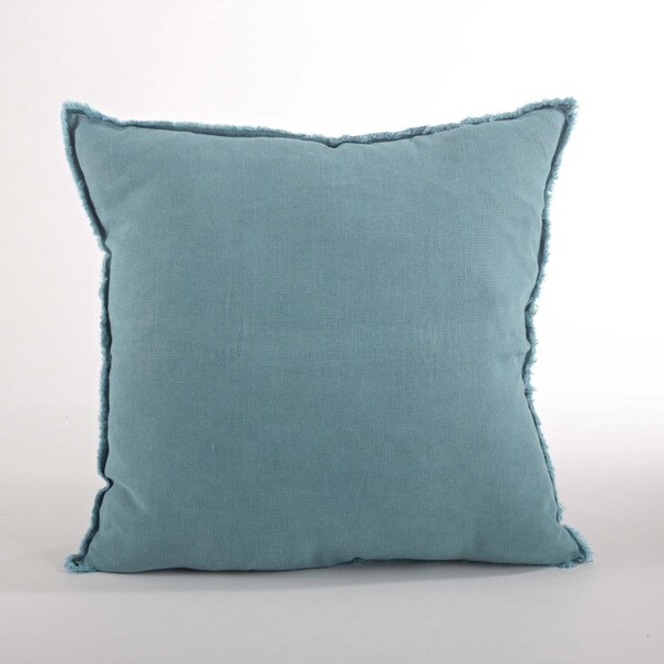 Rlm Distribution SARO  20 in. Square Fringed Design Linen Down Filled Pillow - Sea Green - HO2657440