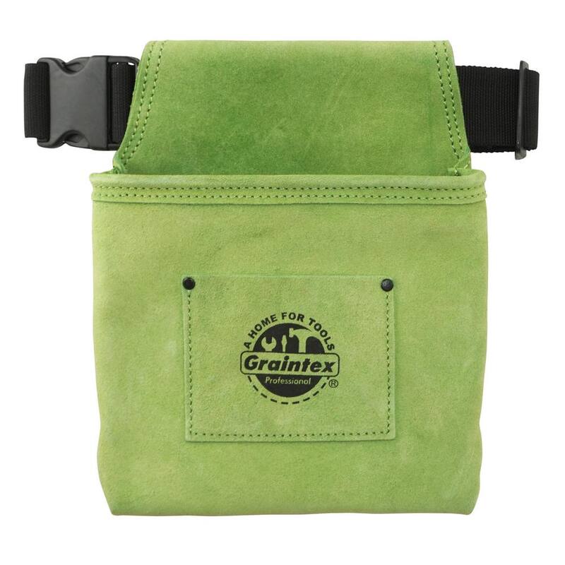 Graintex 1-Pocket Leather Suede Nail and Tool Pouch with 2 in. Webbing Belt - SS2429
