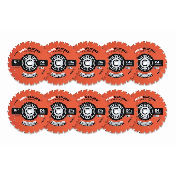 Crescent 6-1/2" x 24-Tooth NailSlicer™ Framing Circular Saw Blade - 10 Pack - CSBFR-624-10