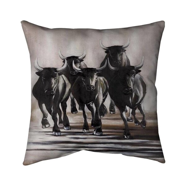 Fondo 26 x 26 in. Group of Running Bulls-Double Sided Print Indoor Pillow - FO2775596